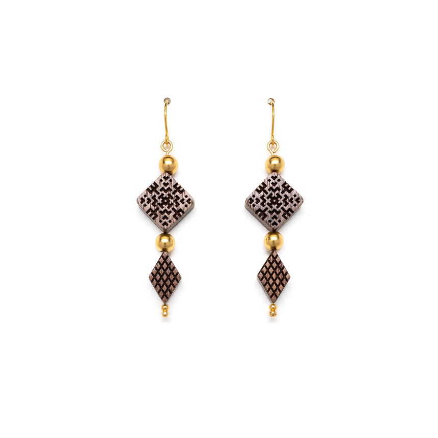 Square & Diamond Shaped Beaded Earrings