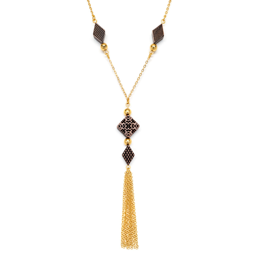 Wooden Beads Tassel necklace, Wooden necklace from WENWEN designs